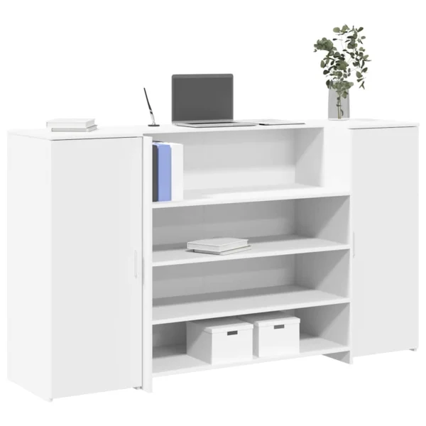 Bureau de réception 180 x 50 x 103,5 cm blanc bois d'ingénierie – vue d’ensemble