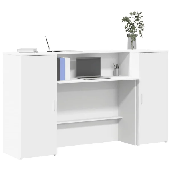 Bureau de réception 180 x 50 x 103,5 cm blanc bois d'ingénierie – modèle 2 – vue d’ensemble