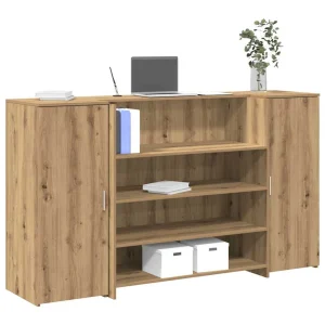 Bureau réception 180 x 50 x 103,5 cm chêne artisanal bois d'ingénierie – vue d’ensemble