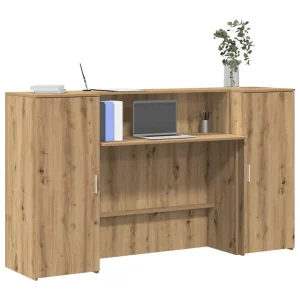 Bureau réception 180 x 50 x 103,5 cm chêne artisanal bois d'ingénierie – modèle 2 – vue d’ensemble