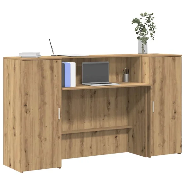 Bureau réception 180 x 50 x 103,5 cm chêne artisanal bois d'ingénierie – modèle 2 – vue d’ensemble