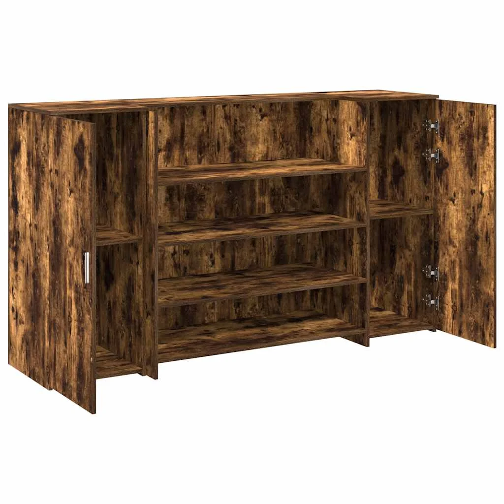 Bureau de réception 180 x 50 x 103,5 cm chêne fumé bois d'ingénierie – vue de dos