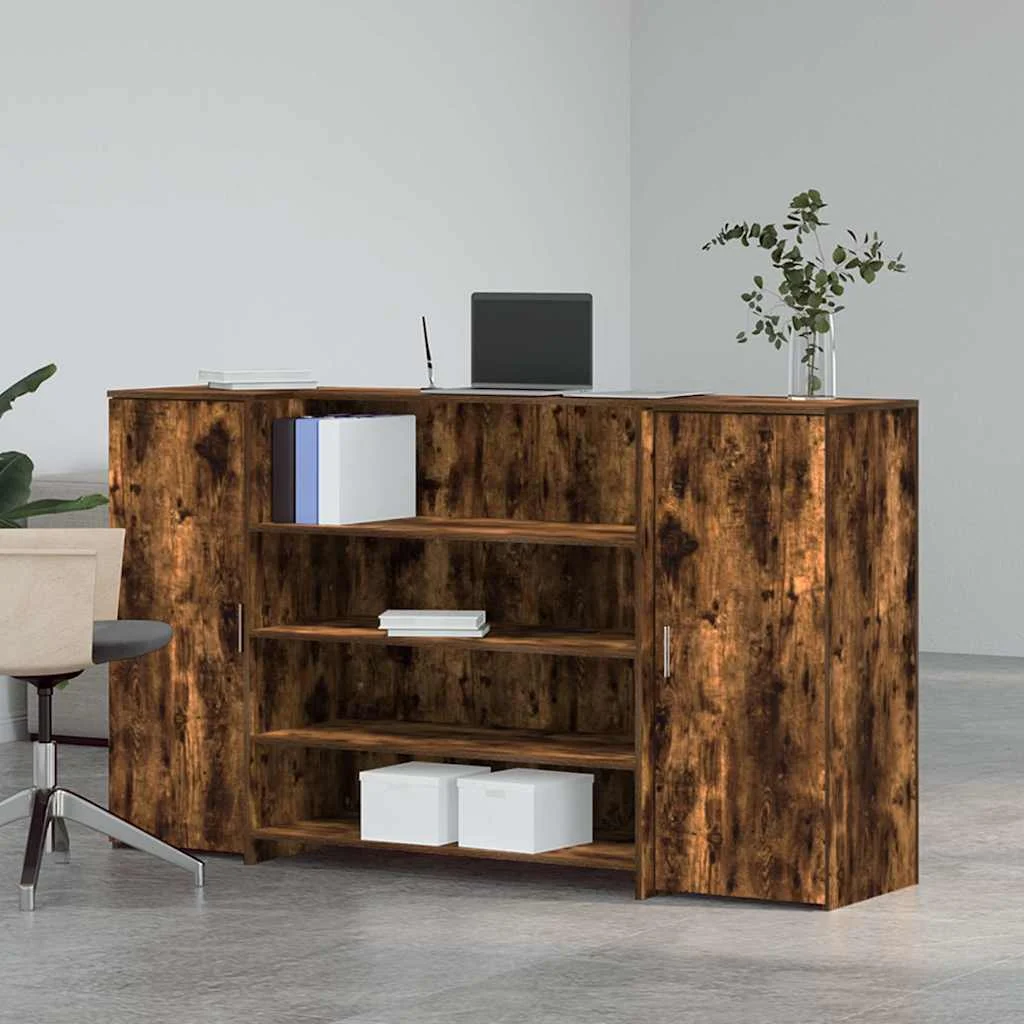 Bureau de réception 180 x 50 x 103,5 cm chêne fumé bois d'ingénierie – vue de détail