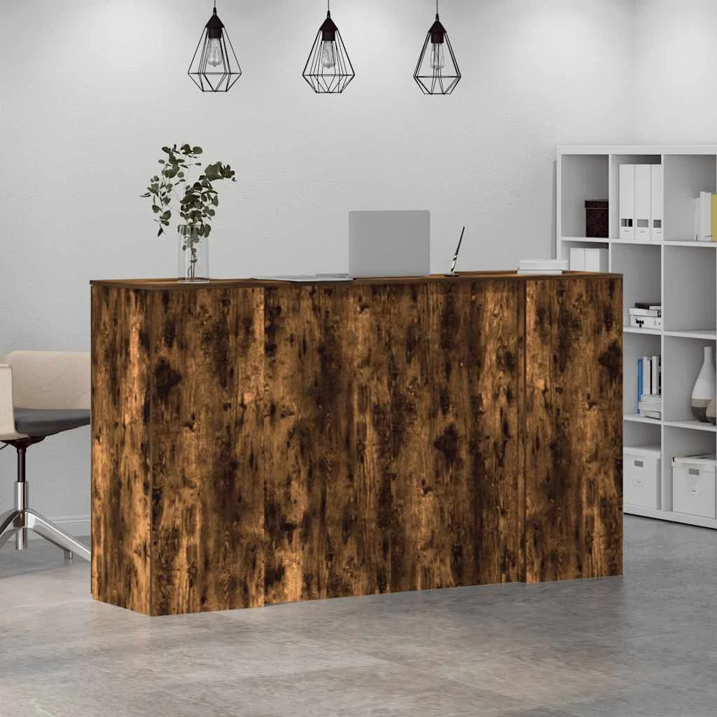 Bureau de réception 180 x 50 x 103,5 cm chêne fumé bois d'ingénierie – vue en situation