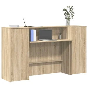 Bureau réception 180 x 50 x 103,5 cm chêne sonoma bois d'ingénierie – modèle 2 – vue d’ensemble
