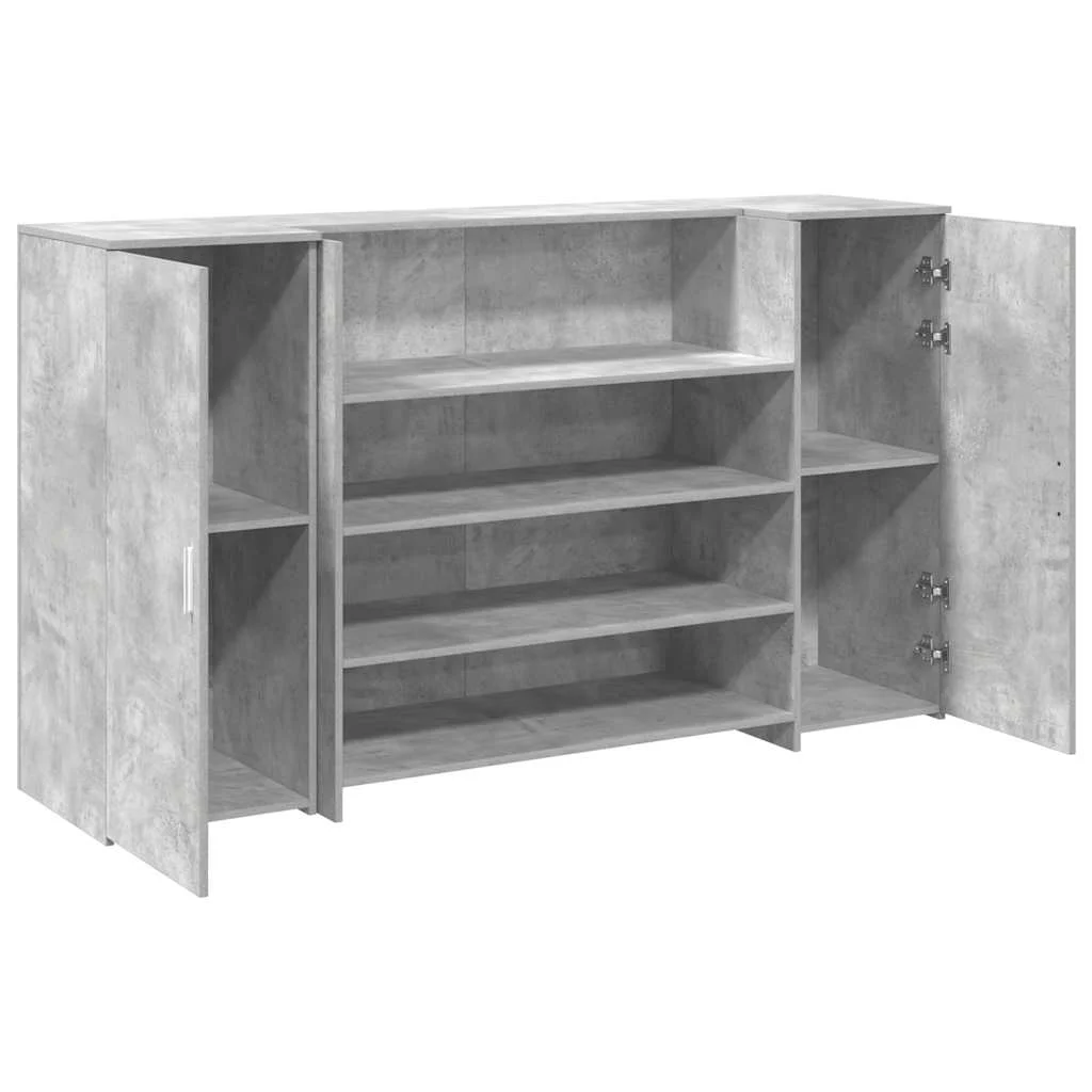 Bureau de réception 180 x 50 x 103,5 cm gris béton bois d'ingénierie – vue de dos