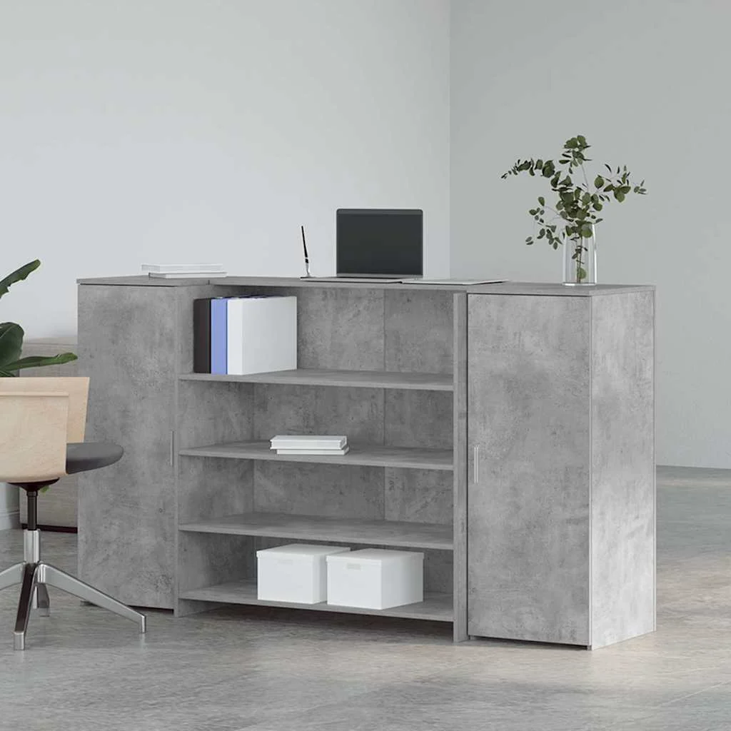 Bureau de réception 180 x 50 x 103,5 cm gris béton bois d'ingénierie – vue de détail