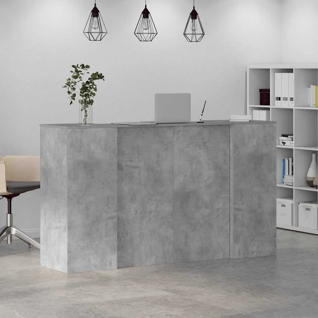 Bureau de réception 180 x 50 x 103,5 cm gris béton bois d'ingénierie – vue en situation