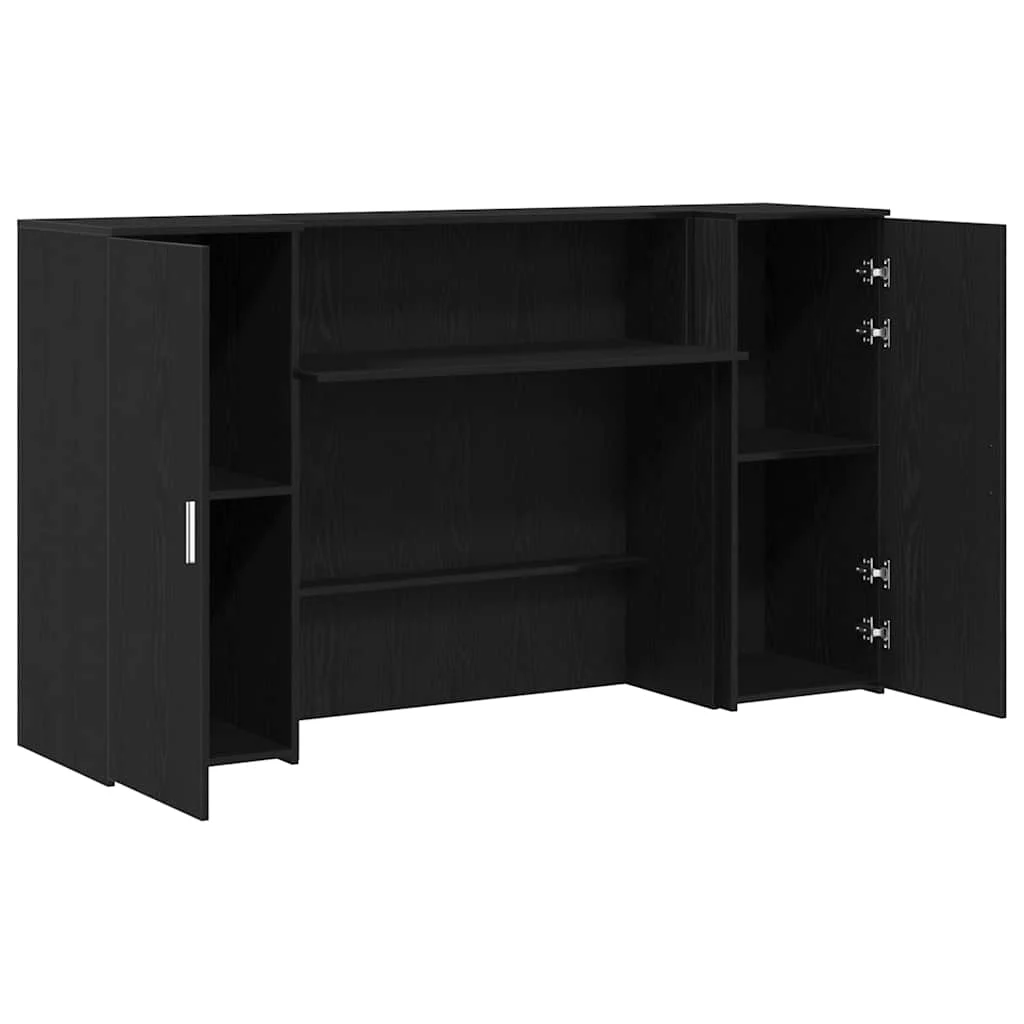 Bureau de réception 180 x 50 x 103,5 cm noir bois d'ingénierie – modèle 2 – vue de dos