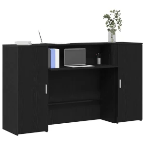 Bureau de réception 180 x 50 x 103,5 cm noir bois d'ingénierie – modèle 2 – vue d’ensemble