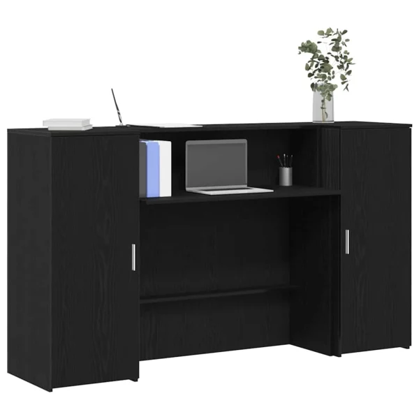 Bureau de réception 180 x 50 x 103,5 cm noir bois d'ingénierie – modèle 2 – vue d’ensemble