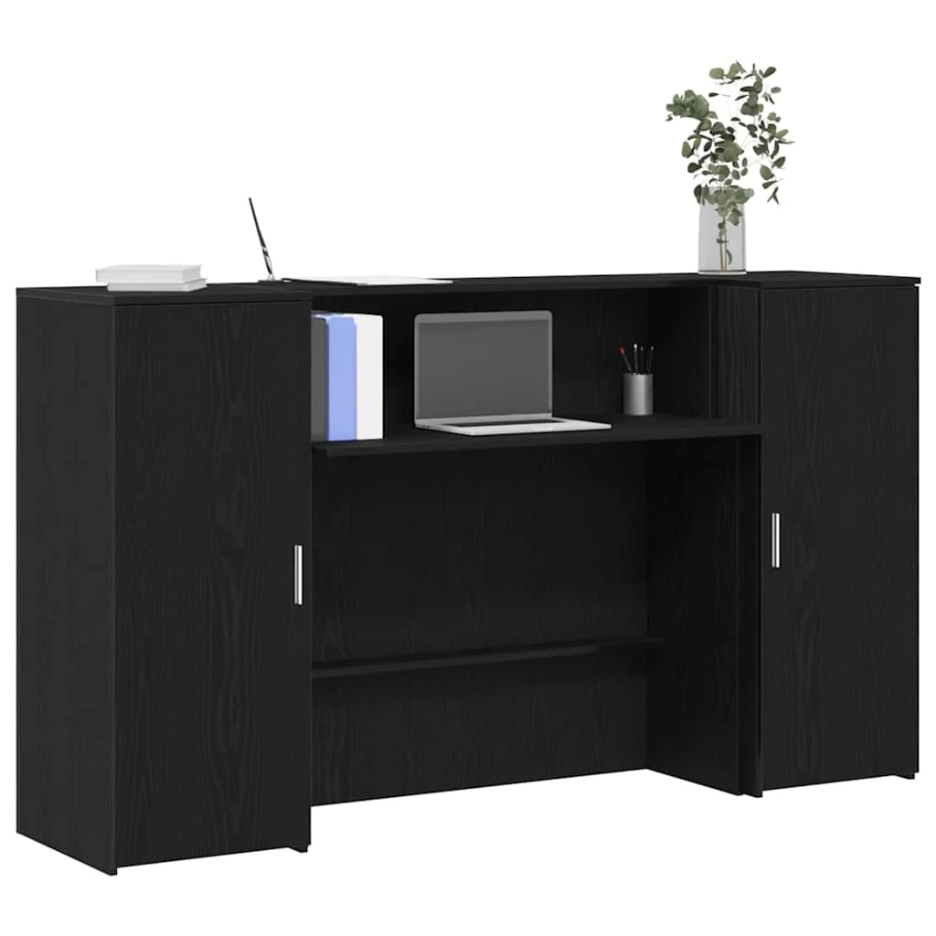 Bureau de réception 180 x 50 x 103,5 cm noir bois d'ingénierie – modèle 2 – vue d’ensemble