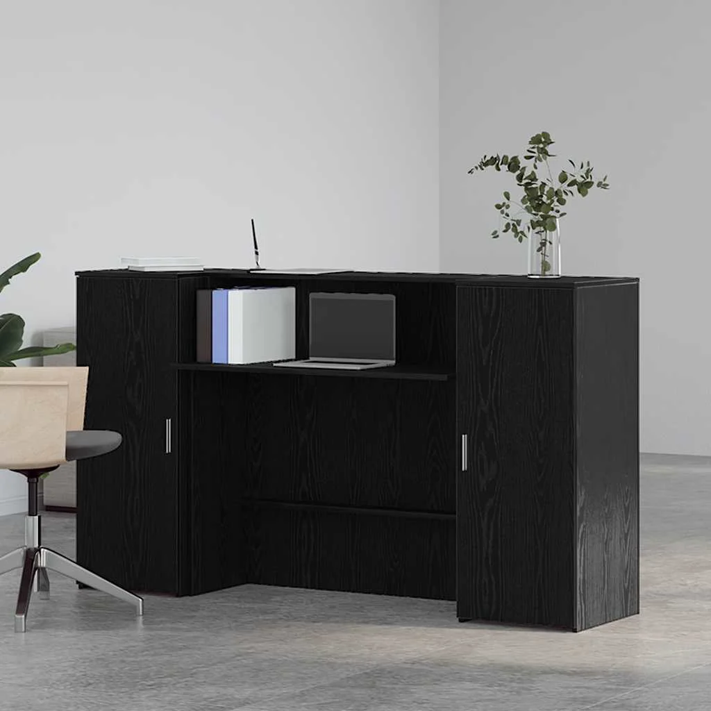 Bureau de réception 180 x 50 x 103,5 cm noir bois d'ingénierie – modèle 2 – vue de détail