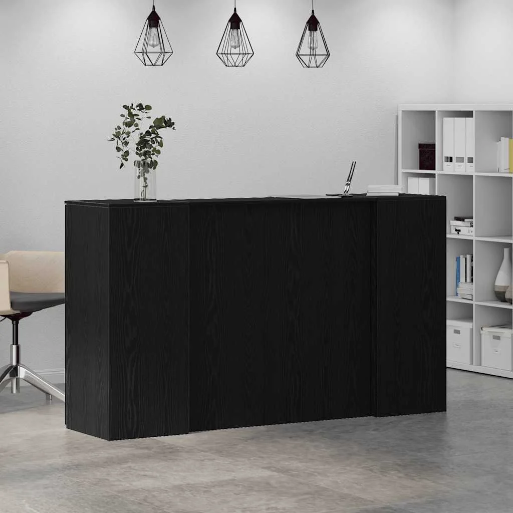 Bureau de réception 180 x 50 x 103,5 cm noir bois d'ingénierie – modèle 2 – vue en situation