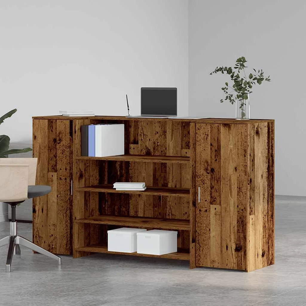 Bureau de réception 180 x 50 x 103,5 cm vieux bois bois d'ingénierie – vue de détail