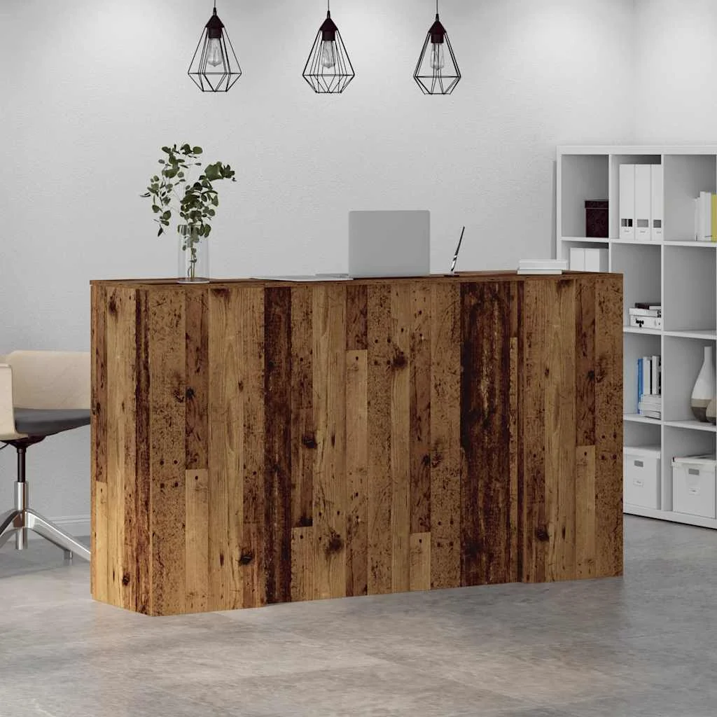 Bureau de réception 180 x 50 x 103,5 cm vieux bois bois d'ingénierie – vue en situation