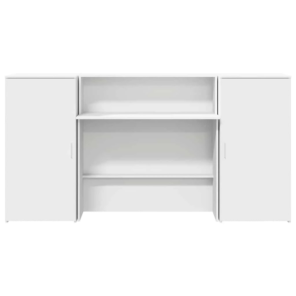 Bureau de réception 200 x 50 x 103,5 cm blanc bois d'ingénierie – modèle 2 – vue de dessus