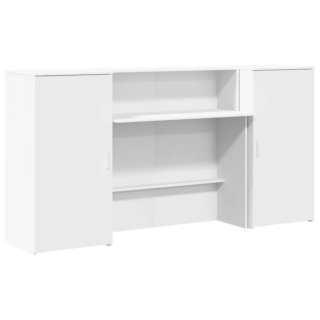 Bureau de réception 200 x 50 x 103,5 cm blanc bois d'ingénierie – modèle 2 – vue de dos