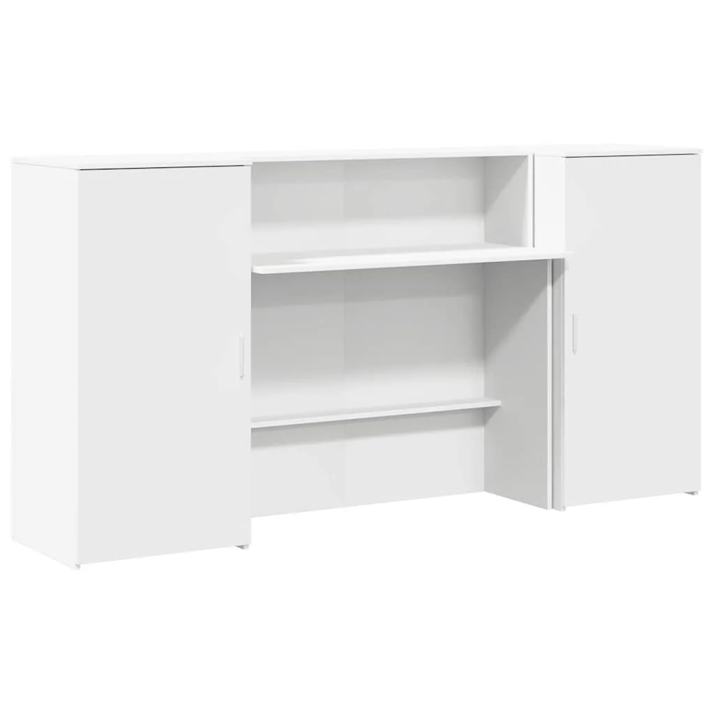 Bureau de réception 200 x 50 x 103,5 cm blanc bois d'ingénierie – modèle 2 – vue de côté