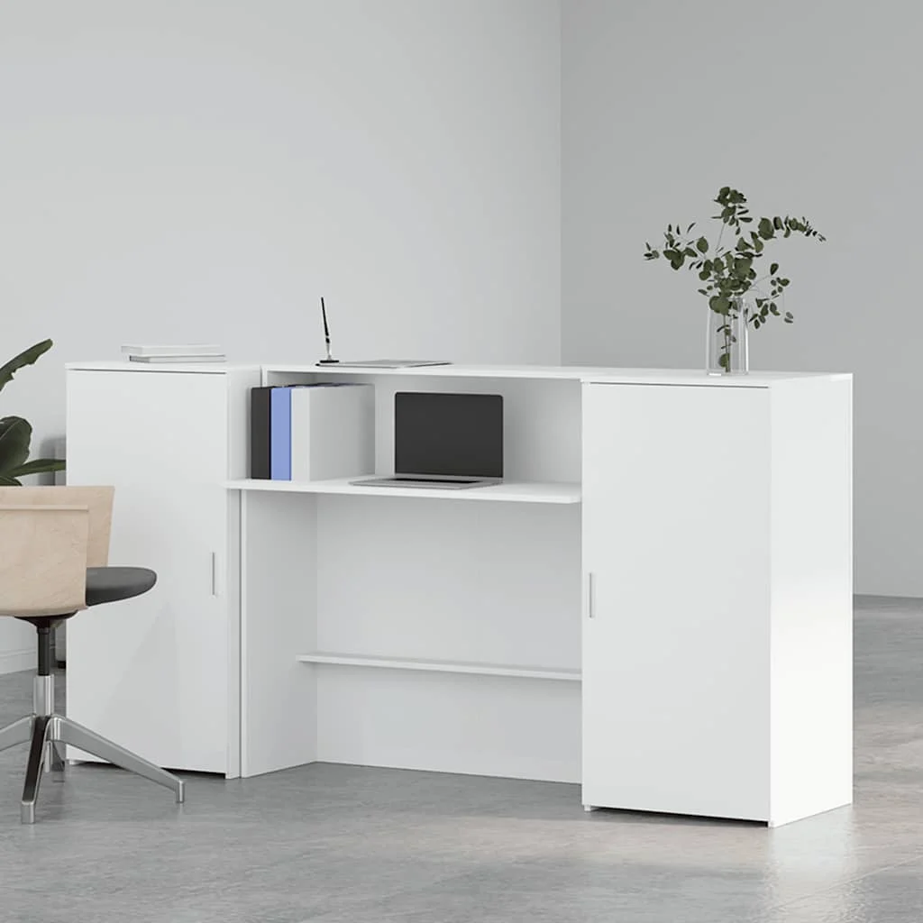 Bureau de réception 200 x 50 x 103,5 cm blanc bois d'ingénierie – modèle 2 – vue de détail