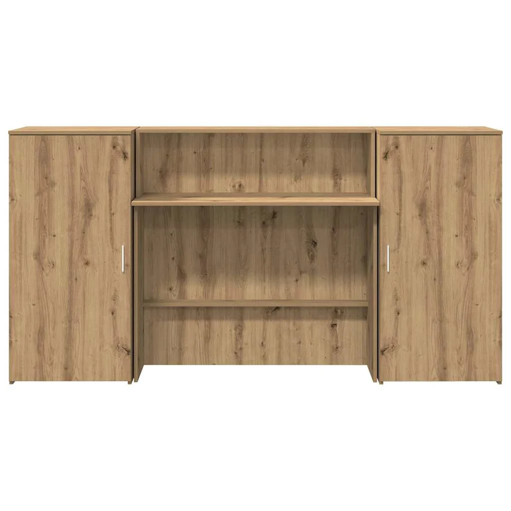 Bureau réception 200 x 50 x 103,5 cm chêne artisanal bois d'ingénierie – modèle 2 – vue de dessus