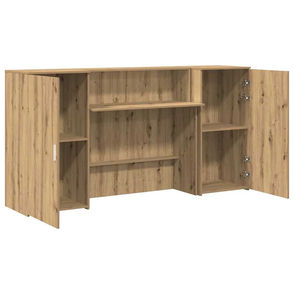 Bureau réception 200 x 50 x 103,5 cm chêne artisanal bois d'ingénierie – modèle 2 – vue de dos