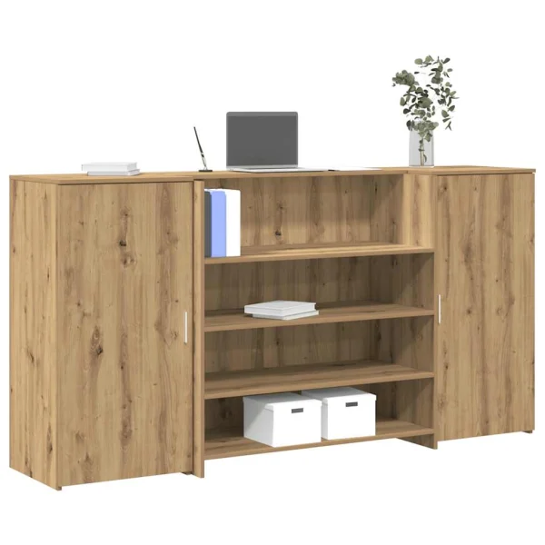 Bureau réception 200 x 50 x 103,5 cm chêne artisanal bois d'ingénierie – vue d’ensemble