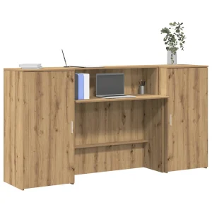 Bureau réception 200 x 50 x 103,5 cm chêne artisanal bois d'ingénierie – modèle 2 – vue d’ensemble