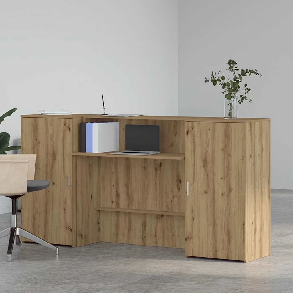 Bureau réception 200 x 50 x 103,5 cm chêne artisanal bois d'ingénierie – modèle 2 – vue de détail