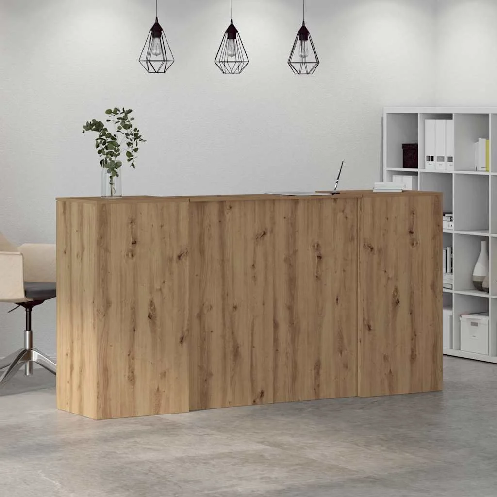 Bureau réception 200 x 50 x 103,5 cm chêne artisanal bois d'ingénierie – modèle 2 – vue en situation