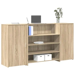 Bureau réception 200 x 50 x 103,5 cm chêne sonoma bois d'ingénierie – vue d’ensemble
