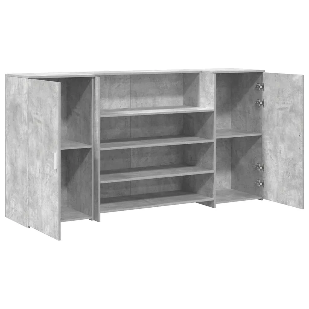 Bureau de réception 200 x 50 x 103,5 cm gris béton bois d'ingénierie – vue de dos