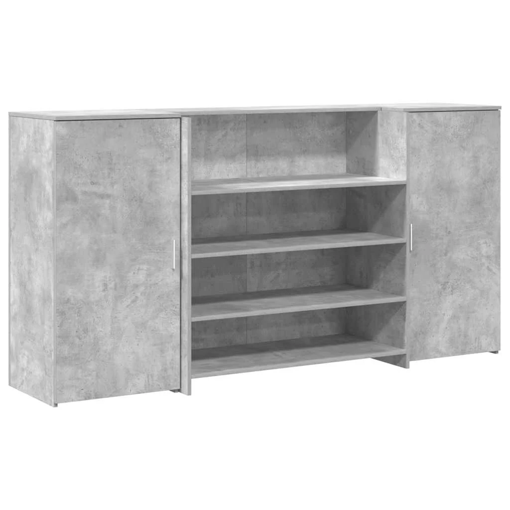 Bureau de réception 200 x 50 x 103,5 cm gris béton bois d'ingénierie – vue de côté