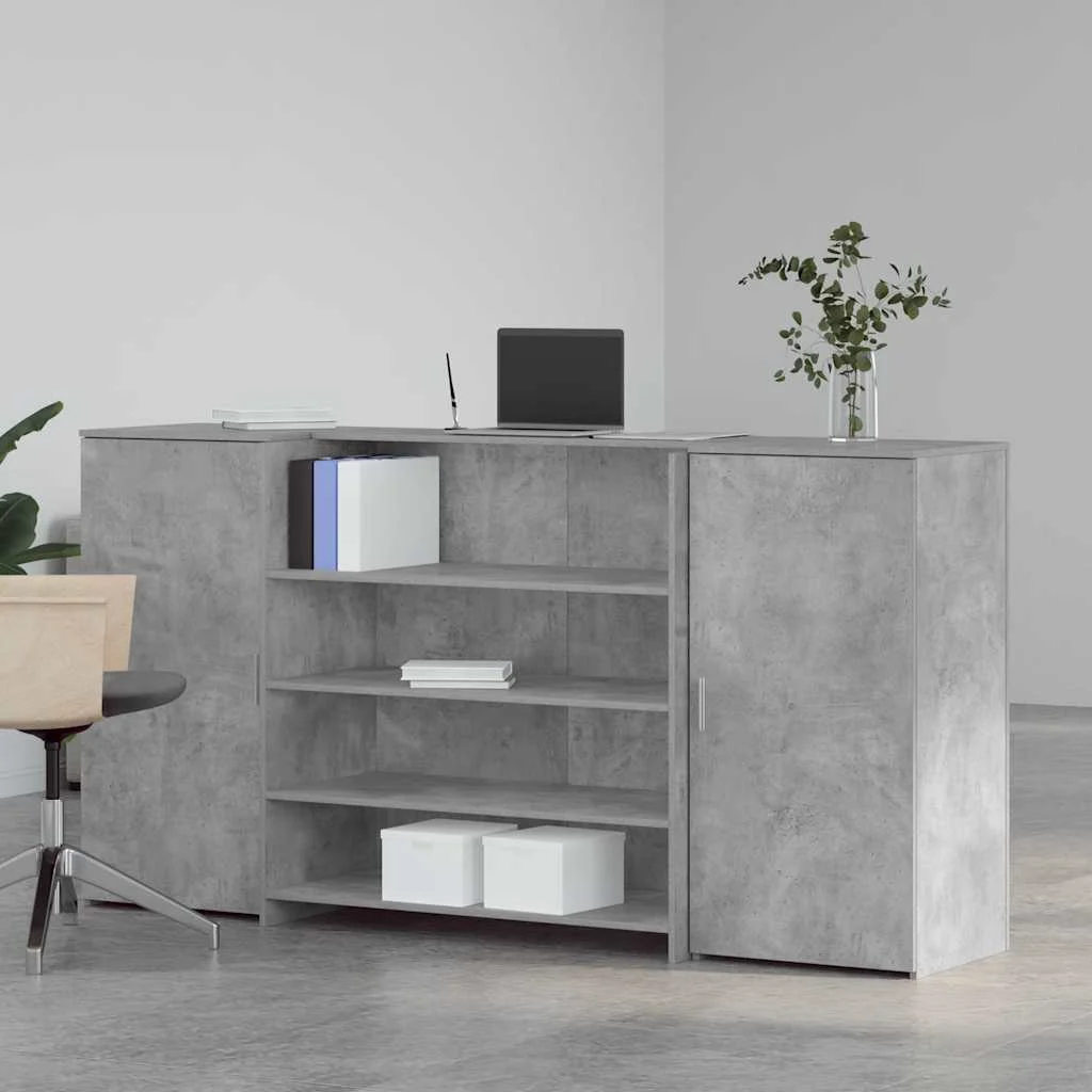 Bureau de réception 200 x 50 x 103,5 cm gris béton bois d'ingénierie – vue de détail