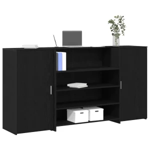 Bureau de réception 200 x 50 x 103,5 cm noir bois d'ingénierie – vue d’ensemble