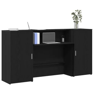 Bureau de réception 200 x 50 x 103,5 cm noir bois d'ingénierie – modèle 2 – vue d’ensemble