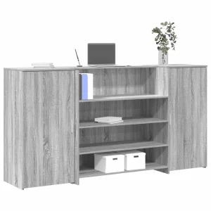 Bureau de réception 200 x 50 x 103,5 cm sonoma gris bois d'ingénierie – vue d’ensemble