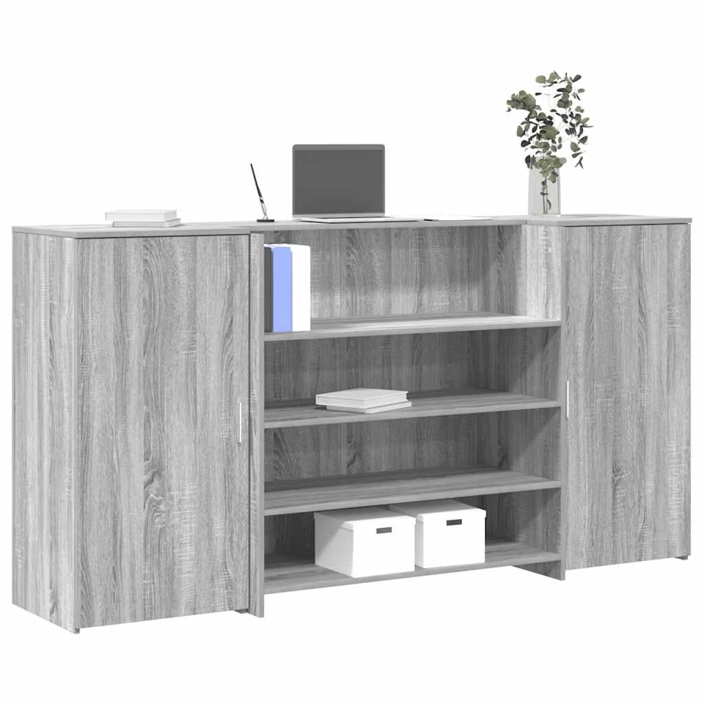 Bureau de réception 200 x 50 x 103,5 cm sonoma gris bois d'ingénierie – vue d’ensemble