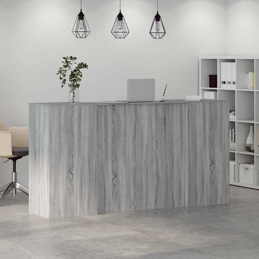 Bureau de réception 200 x 50 x 103,5 cm sonoma gris bois d'ingénierie – vue en situation