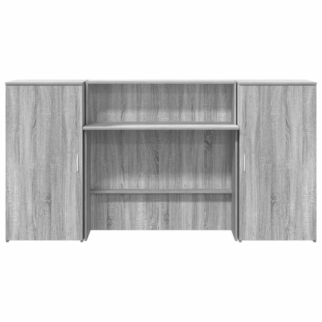 Bureau de réception 200 x 50 x 103,5 cm sonoma gris bois d'ingénierie – modèle 2 – vue de dessus