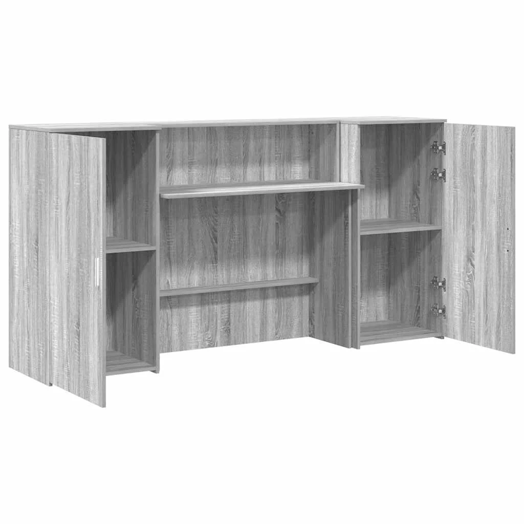 Bureau de réception 200 x 50 x 103,5 cm sonoma gris bois d'ingénierie – modèle 2 – vue de dos