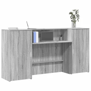 Bureau de réception 200 x 50 x 103,5 cm sonoma gris bois d'ingénierie – modèle 2 – vue d’ensemble
