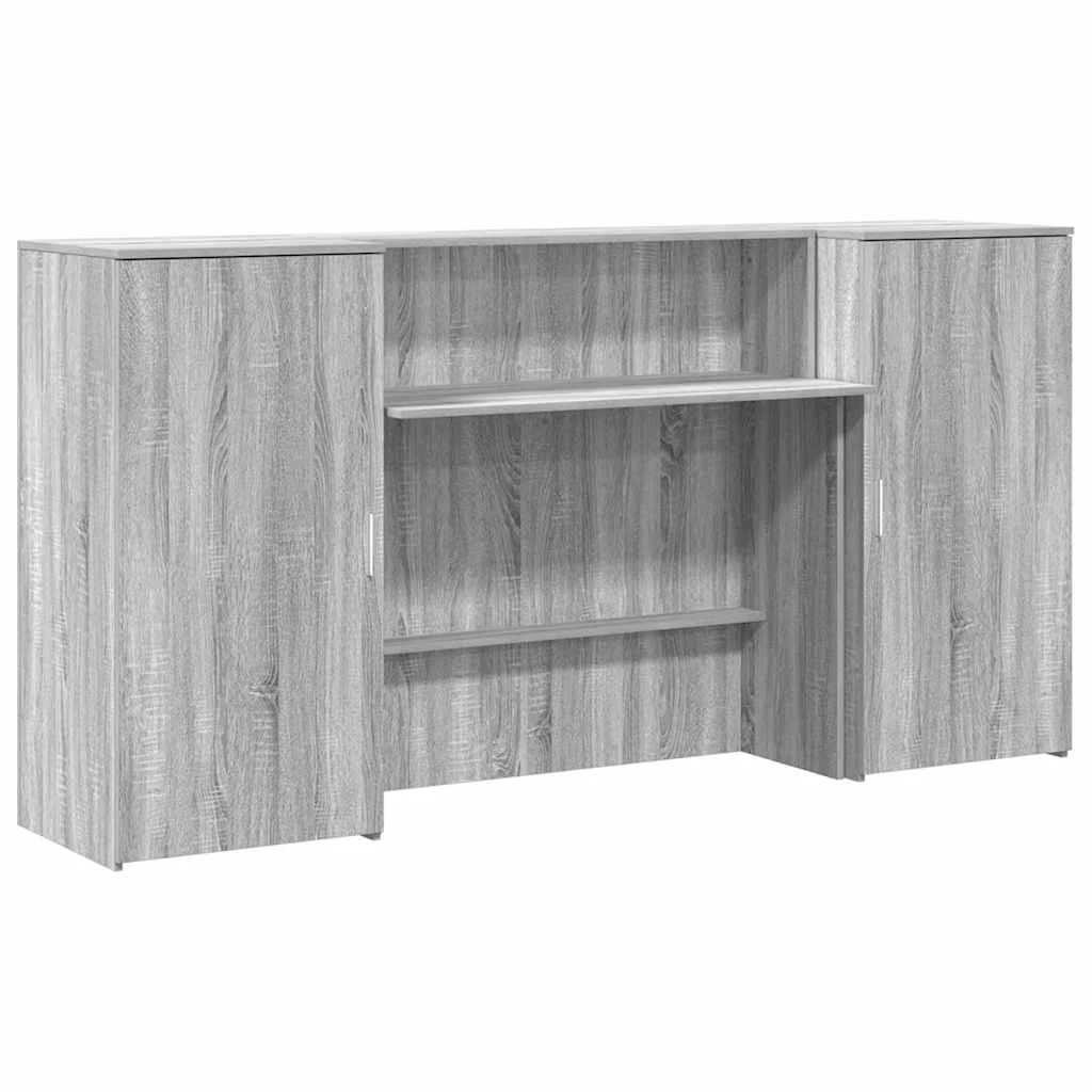 Bureau de réception 200 x 50 x 103,5 cm sonoma gris bois d'ingénierie – modèle 2 – vue de côté