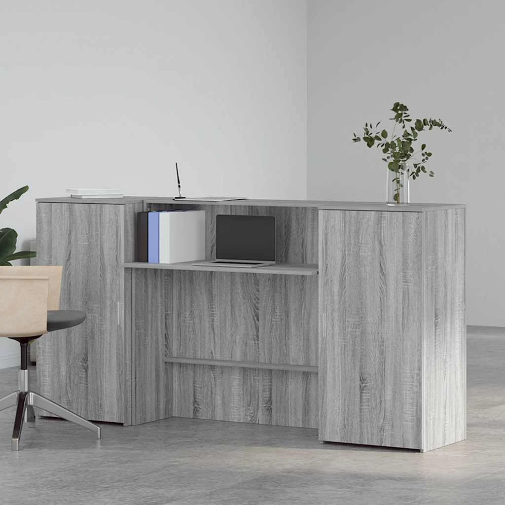 Bureau de réception 200 x 50 x 103,5 cm sonoma gris bois d'ingénierie – modèle 2 – vue de détail