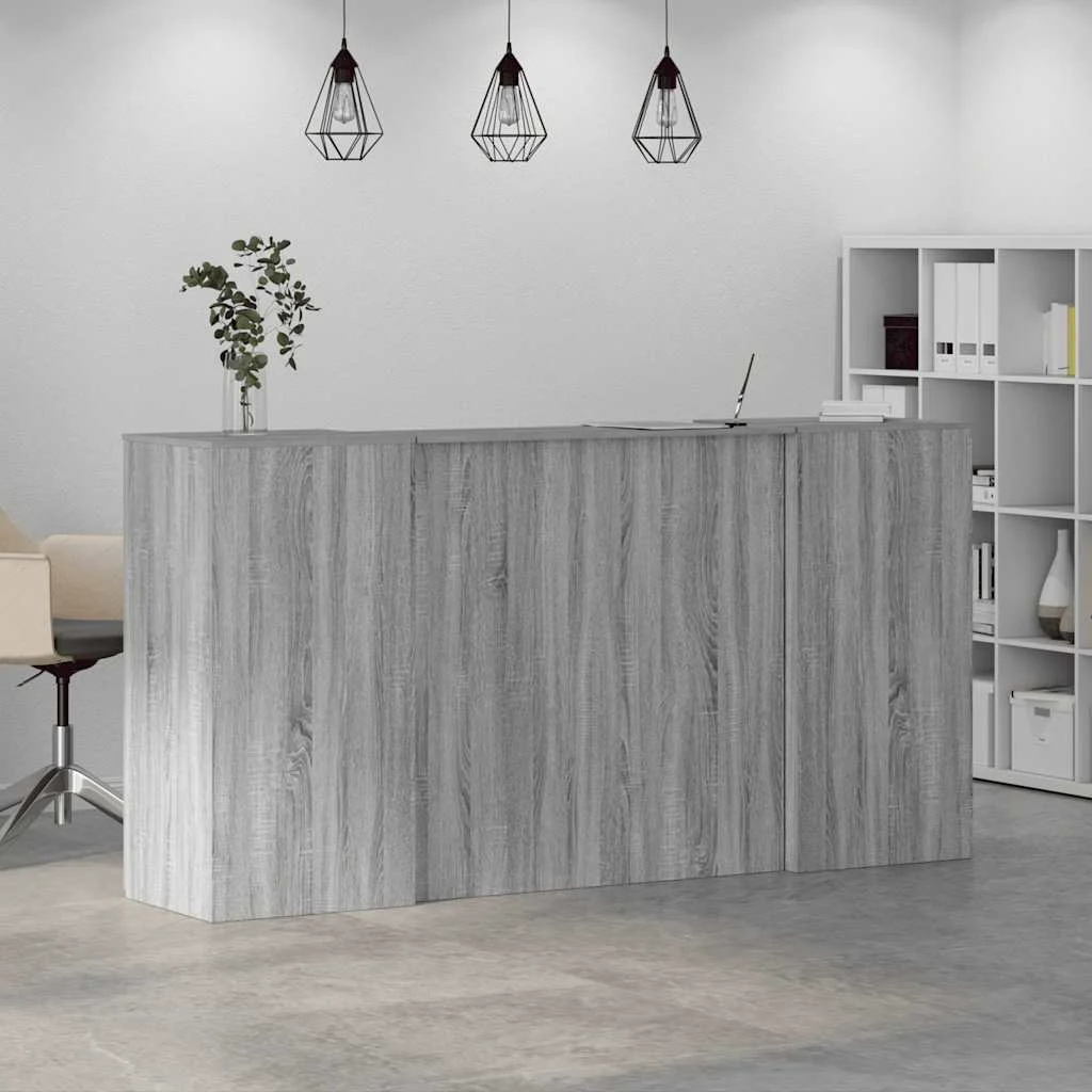 Bureau de réception 200 x 50 x 103,5 cm sonoma gris bois d'ingénierie – modèle 2 – vue en situation