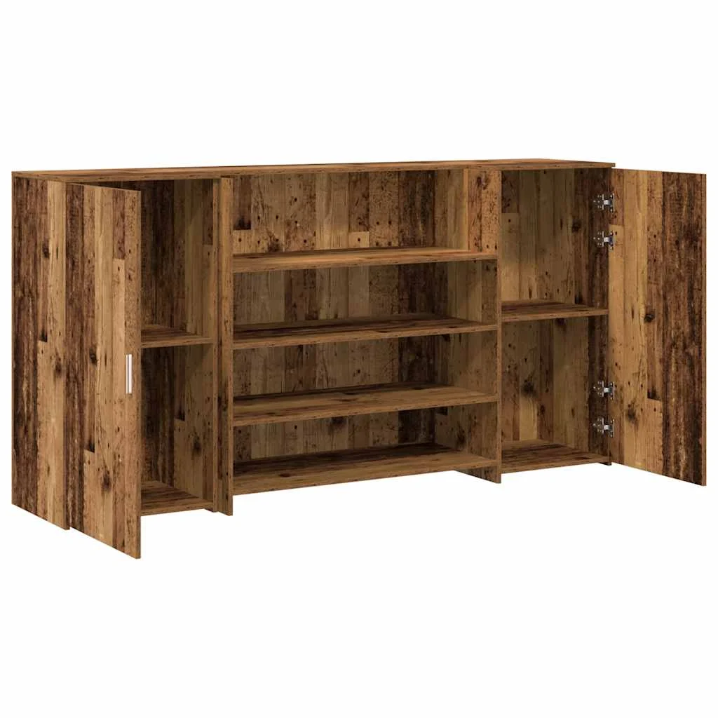 Bureau de réception 200 x 50 x 103,5 cm vieux bois bois d'ingénierie – vue de dos