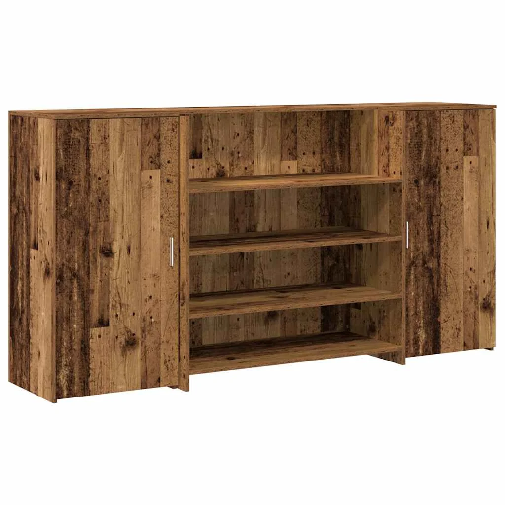 Bureau de réception 200 x 50 x 103,5 cm vieux bois bois d'ingénierie – vue de côté