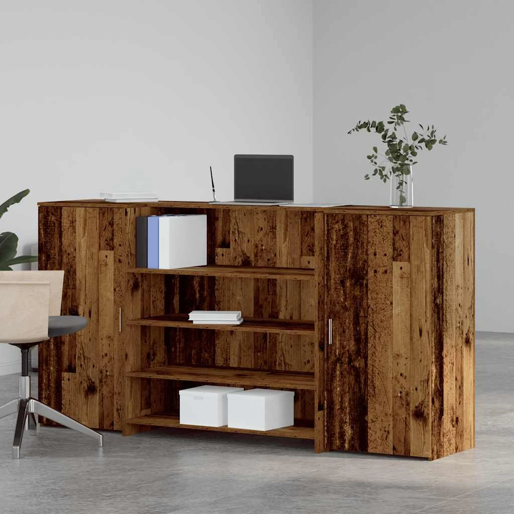 Bureau de réception 200 x 50 x 103,5 cm vieux bois bois d'ingénierie – vue de détail