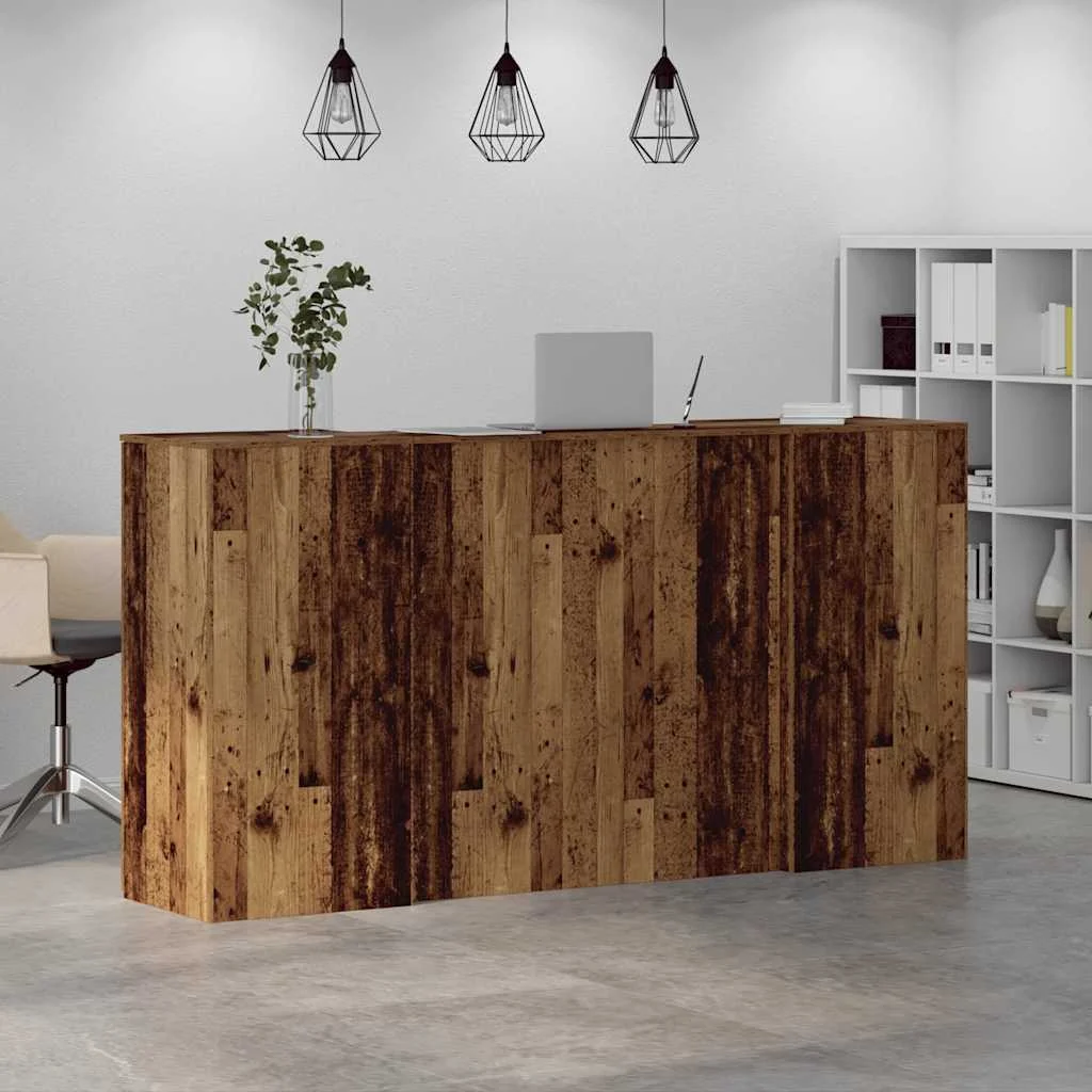 Bureau de réception 200 x 50 x 103,5 cm vieux bois bois d'ingénierie – vue en situation