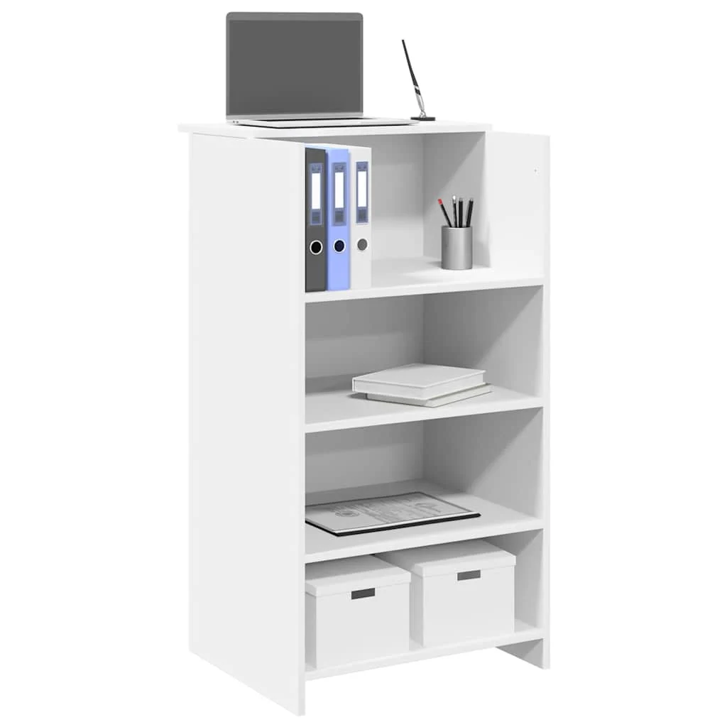 Bureau de réception 55 x 50 x 103,5 cm blanc bois d'ingénierie – vue d’ensemble